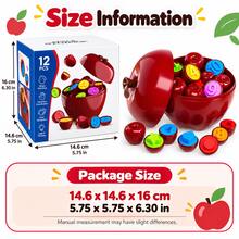 12PCS Apple Shape Matching Toy Set, Toddler Montessori Educational Puzzle Toy For Shape, Color & Number Recognition With Storage Apple - Multicolor - View 8