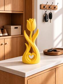 Tulip Sculpture, Minimalist Hollow Heart Design, 3D Printed Home Decor, Elegant Floral Art Ornament, Suitable For Study, Entryway, Bedroom Or Living Room, Exquisite Indoor Accent, Modern Romantic Style, Unique Gift. - Multicolor - View 13
