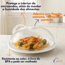 Tampa Protetora de Microondas com Válvula E Alça De Proteção Bpa Free 26cm Anti Sujeira Transparente - Transparente - Visão 3