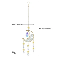1pc Natural Crushed Stone Crystal Moon Handmade Wrapped DIY Sun Catcher Light & Shadow Wind Chime Crystal Pendant - Hanging Ornament - View 13