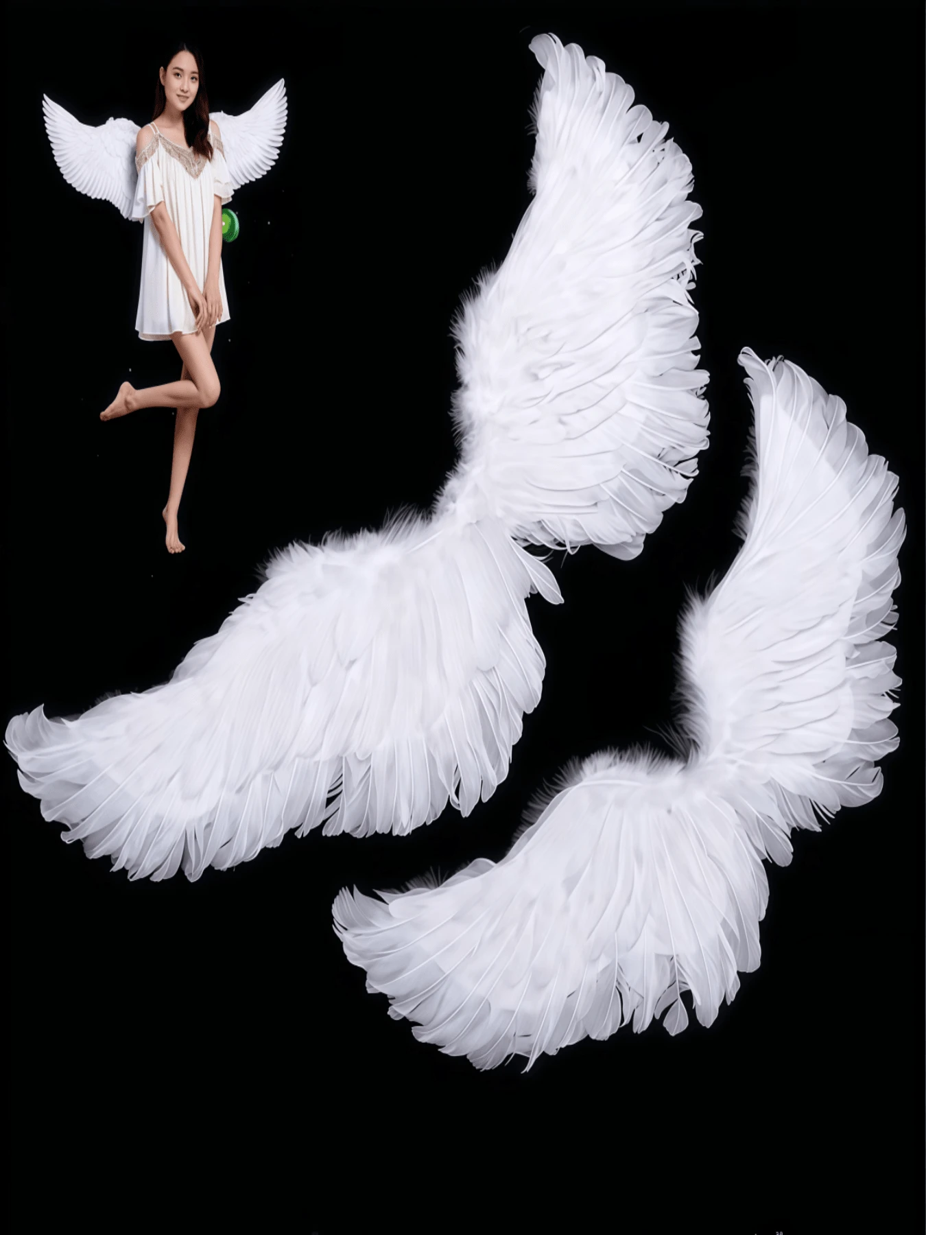 Angel Feather Floating Wings, Suitable For Valentine's Day, Ramadan, Easter, Halloween Party And Festival Costumes, With Elastic Straps, Suitable For Adult Women Cosplay - Multicolor - View 1