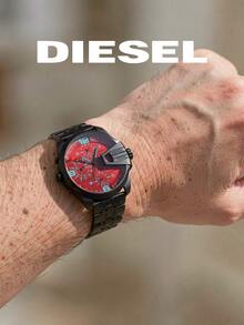 Diesel DZ7373 Bold Oversized Men WristwatchQuartz Chronograph Multi‑Time‑Zone Red Dial,Black‑Tone Metal Case,Industrial‑Street‑Style Male Accessory - Black - View 4
