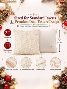 Christmas Decorative Pillowcase, Christmas Decoration, Soft Faux Fur, Winter Holiday Decor, Sofa Cover, Suitable For Sofa, Living Room And Bed Home Decor - White - View 3