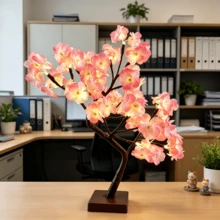 1件 24LED櫻花發光樹燈 44CM,USB/電池雙用暖光,人造花樹桌燈,房間裝飾,婚禮派對節日氛圍裝飾擺件 - 暖白色 - 查看 10