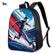 Football Player 2D Print 3 Pieces Set Large Capacity Backpack With Crossbody Bag And Pencil Case Combination Side Elastic Mesh Pocket Water Bottle Storage Slot Wide Breathable Adjustable Shoulder Strap Sports Fan Style Commute Travel Daily Storage Bag - Printed Bag - View 12