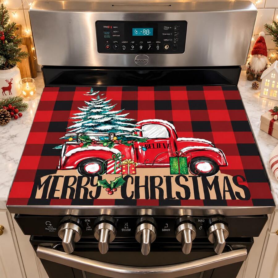 1pc Christmas Pickup Truck & Christmas Tree Pattern Diatomaceous Earth Absorbent Mat, Kitchen Countertop Drying Mat, Coffee Machine Mat, Pour Over Coffee Pot Mat, Dish Drying Mat, Non-Slip Heat Resistant Kitchen Mat, Table Mat, Breakfast Mat, Washing Machine Mat, Home Kitchen Dining Table Coffee Shop Bar Decor Mat, Holiday Party Housewarming Gift - Multicolor - View 1