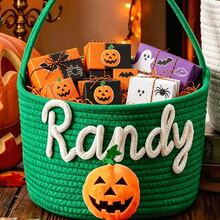 Personalized Halloween Gift Basket, Storage Basket, Trick Or Treat Gift Basket, Handheld Basket, Halloween Gift Basket - Multicolor - View 10