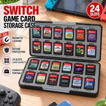 Game Card Storage Case Compatible With Nintendo Switch, 24 Game Card Slots & 24 Micro SD Card Slots, Portable Magnetic Protective Game Cartridge Organizer Travel Case - View 2