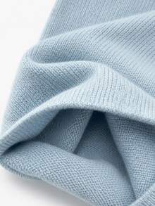 Women's Spring/Autumn Elegant Casual Cute Sexy Middle Eastern Style Solid Color Round Neck Bohemian Loose Soft Warm Knit Poncho Cape Pullover Sweater Top With Asymmetrical Hem And Side Slit - Baby Blue - View 4