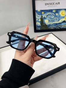 1PC Women's Casual Retro Square Small Frame Black Fashion Glasses Suitable For Daily Wear, Summer Beach, Decoration And Street Photography - Multicolor - View 3