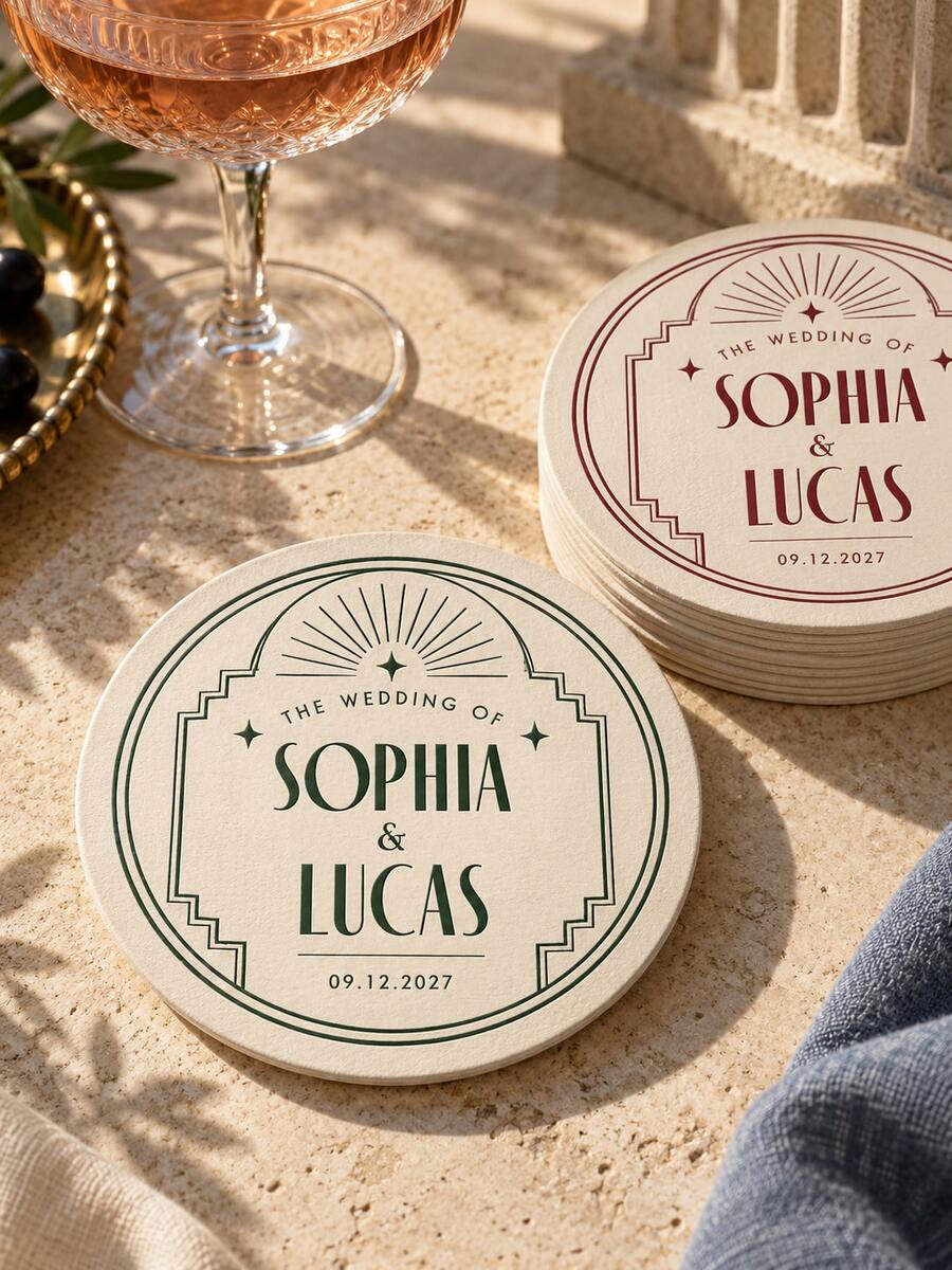 Custom Wedding Coasters Set Bulk,Personalised Wedding Coasters,Custom COCKTAIL Wedding Paper Coasters,New Home Gifts ,Party Table Decoration - Multicolor - View 1