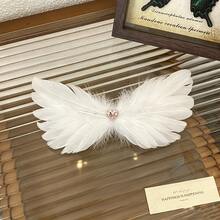 Fairy Style Angel Wing Feather Hair Clip, Crystal Decorated Black And White Hair Stick, Soft Daily Party Hair Accessory,Halloween - Multicolor - View 9