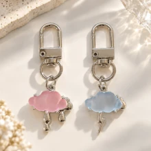 1pc/2pcs/6pcs Unisex Cute Alloy Inlaid Transparent Cloud Raindrop Lightning Pendant, Weather Series Bag Charm, Couple Gift, Luggage Accessory - Multicolor - View 1