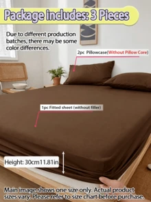 1 个床笠 + 2 个枕套，3 件套柔软磨毛床上用品套装，适用于卧室/客房，四季皆宜，可机洗，颜色：苔藓绿/蓝色/深咖啡色 - 咖啡棕 - 查看 2