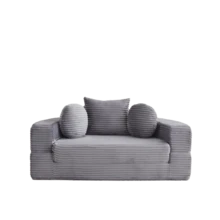 A Versatile 4-In-1 Sofa Bed, Ideal For Compact Living Spaces, That Can Be Used As Both A Semi-Circular Sofa And A Round Daybed, Two Round Cushions And One Square Cushion - Grey - View 5