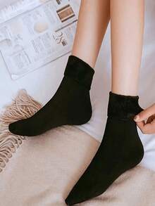 1/2/5 Pairs Unisex Winter Warm Socks - Thickened Warm Layer, Moisture-Wicking & Breathable, Mid-Calf Socks, Suitable For Skiing, Snowboarding, Hiking - Solid Color Design, Hand Washable/Dry Cleanable, Essential For Cold Weather, Winter Accessory, Warm Gear, Minimalist Sock Style, Comfortable Sock Style - Multicolor - View 9