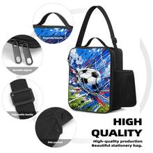 Tas Bekal Makan Siang Berinsulasi Motif Sepak Bola 2D, Tali Selempang yang Dapat Diatur, Kantong Jala Samping, Tempat Botol Minum, Kotak Bekal Portabel, Lapisan Dalam Kapasitas Besar, Isolasi Dingin dan Panas, Gaya Penggemar Olahraga, Cocok untuk Perjalanan, Piknik, Tas Penyimpanan Makanan Luar Ruangan, Tersedia Berbagai Warna - Bekal makan siang - View 3