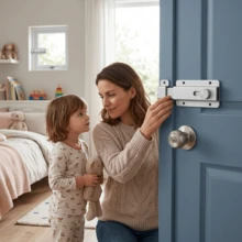 1/2pcs Thickened Aluminium Alloy Door Bolt, Modern Style Multi Color Surface Mount Slide Latch, Dual Installation With Screws & Adhesive Sticker, Rust Resistant Barrel Lock Buckle For Wooden Door Cupboard Gate Bedroom Bathroom Home Hardware - Simple Latch Lock - View 5