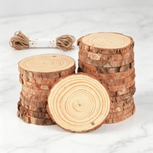 30-Piece Round Wood Slices 8–9 Cm, Small Wood Discs With Jute Twine For Crafting, Wedding Decoration, And Labeling - 30pcs - View 1