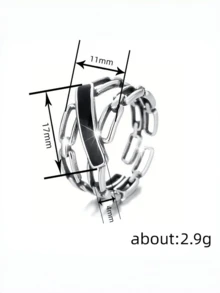 Vintage Punk Hollow Chain Ring (Unisex), Cool Hip-Hop Style, Silver-Plated Multi-Layer Adjustable Open Ring, Personalized Y2K Style Music Festival Accessory Gift - Silver - View 6