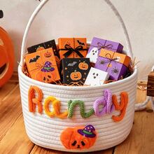 Personalized Halloween Gift Basket, Storage Basket, Trick Or Treat Gift Basket, Handheld Basket, Halloween Gift Basket - Multicolor - View 7