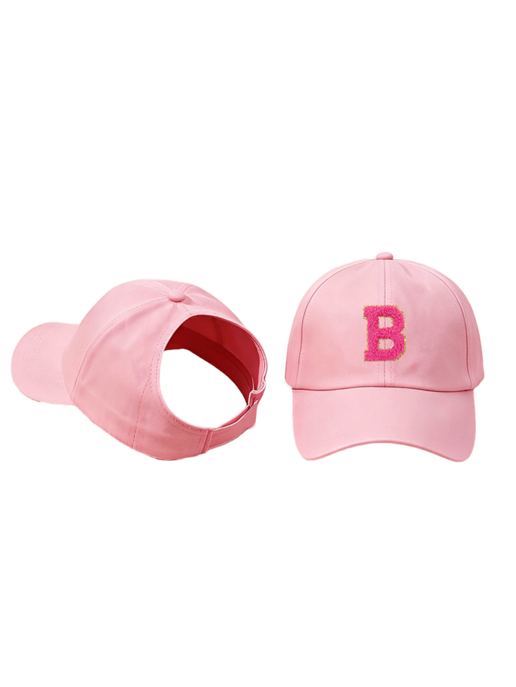 1pc Solid Color Open Back Ponytail Baseball Cap With 26 Letters, Women's Fashion Sports Sun Hat, Outdoor UV Protection Hat - Pink - View 20