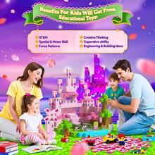 500pcs Pink Crystal Fairy Tale Castle Town Magnetic Building Blocks, STEM Educational Sensory Toy, DIY Stacking Parent-Child Interactive Toy Set, Creative Open-Ended Toy, Suitable For Boys And Girls 3 Years And Above, Halloween Christmas Birthday Holiday Gift - Multicolor - View 3