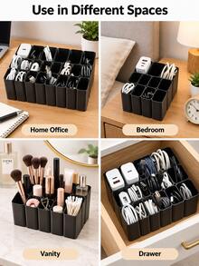 1/22 Compartment Cable Organizer Box, Divided Storage Tray, Suitable For USB Cables, Charging Plugs And Small Electronic Accessories, Home Essential, Suitable For Desk, Bedroom And Office, Winter Necessity, Christmas Gift - Multicolor - View 6