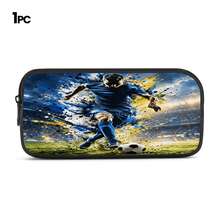 Football Player 2D Print 3 Pieces Set, Large Capacity Backpack With Crossbody Bag And Pencil Case, Side Elastic Mesh Pocket For Water Bottle, Wide Breathable Adjustable Shoulder Strap, Sports Fan Style Commute Travel Daily Storage Bag - Printed Bag - View 10