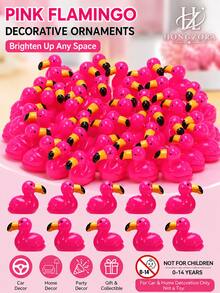 50pcs Pink Flamingo Decorative Figurines, Bright Color Flamingo Ornaments, Suitable For Room Decor, Home Decor, Bedroom Decor, Birthday Party Decoration, Wedding Tabletop Decor, Gift Wrapping, Home Desk Display, Garden Micro Landscape And Holiday Scene Decoration, Party Decor, Garden Landscape, Car Decor - Pink Flamingo Figurine - View 1