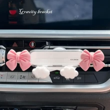 Gravity Car Air Vent Phone Holder, One-Hand Operation Design, Secure Fixation To Prevent Phone Dropping, Creative Ribbon Shape, Compatible With Most Car Models And All Smartphones, Exquisite Gift For Women - Multicolor - View 3