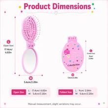 MONKIDS 2pcs Portable Folding Air Cushion Comb With Mirror, Wet & Dry Use, Unisex, Travel Makeup Comb, Mini Hairbrush For Girls, Suitable For All Hair Types Including Straight, Curly, Thick, Long, Wavy And Damaged Hair - Pink - View 10
