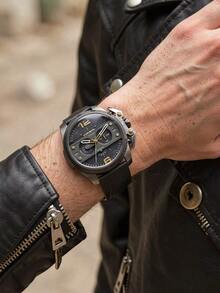 Diesel DZ4386 Rugged‑Industrial Men Wristwatch|Quartz Chronograph,Textured Black‑Gold Dial,Gun‑Tone Metal Case,Street Male Accessory - Black - View 5