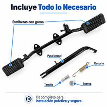 Footpeg Set With Side Stand For Italika FT125, Black, With Rubber, Spring, And Hardware, Motorcycle Replacement Part - A - View 2