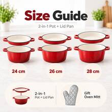 2-In-1 Enamel Cast Iron Pot With Lid, Dutch Oven Casserole For Kitchen Cooking, Baking, Roasting, Soup, Stew, Random Color - View 4