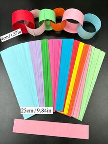 300Pcs Colorful Paper Chain Strips, DIY Paper Chain Links With Pre-Cut Slots, Rainbow Paper Strips For Birthday Party Decor, Classroom Craft, Baby Shower, Family Gathering, Festive Hanging Garland - Diverse - View 3