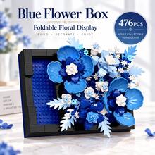476PCS Foldable Blue Flower Box Building Block Set, Floral Display Decor, Desktop Ornament, Creative Gift, Home Shelf Decoration - Flower Box Building Blocks - View 4