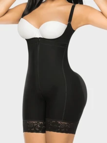 1pc Women's High Compression Shapewear, Butt Lifting, Tummy Control, Leg Slimming Bodysuit, Daily Wear - Black - View 4