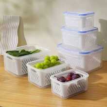 Large Capacity Fruit Storage Box With Removable Strainer Basket, Refrigerator Food Storage Container, Dishwasher , Extends Freshness Of Berries, Fruits And Vegetables - View 6