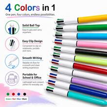 4/8/14-Piece Pack, 4-In-1 Retractable Multi-Color Ballpoint Pen, Smooth Writing, Quick Ink Switching, Mixed Color Barrel, Suitable For Journaling And Office Supplies. - Sets - View 2