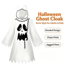 1pc Halloween Unisex Ghost Face White Ghost Cape, Cosplay Theme Party Costume - View 4