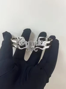 客製化扣環姓名手鍊，不鏽鋼 18K 金鍍層防水手鍊，夏季龐克愛心浪漫個性化禮物 - 雙層愛心手鐲 - 查看 12