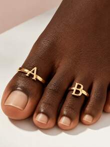 Custom Name Toe Ring For Women, Stainless Steel Cursive Letter Adjustable Toe Ring, Personalized Bohemian Style Summer Beach Jewelry, Birthday Holiday Gift, Graduation Season Gift For Girlfriend - Gold 2 - View 7