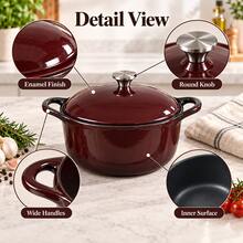 Enamel Pot With Lid And Heat-Resistant Oven Mitt, 3.5L 4L Cooking Pot For Stovetop And Oven, Random Color - View 6