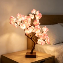 1件 24LED櫻花發光樹燈 44CM,USB/電池雙用暖光,人造花樹桌燈,房間裝飾,婚禮派對節日氛圍裝飾擺件 - 暖白色 - 查看 4