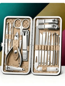 Manicure & Pedicure Set, Professional Toenail Cuticle Scissors Nail Trimming Care Kit - Stainless Steel Nail Clipper Set Travel Box - Nail Care Tools For Men & Women - Multicolor - View 1