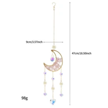 1pc Natural Crushed Stone Crystal Moon Handmade Wrapped DIY Sun Catcher Light & Shadow Wind Chime Crystal Pendant - Hanging Ornament - View 15