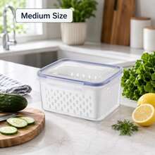 Large Capacity Fruit & Vegetable Storage Container With Removable Colander, Refrigerator Food Storage Box, Extends Freshness Of Berries, Fruits And Vegetables - View 10