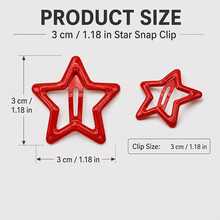 2D Flat Style 36pcs Y2K Star Hair Clips 1.18 Inch | 2000s Metal Hair Accessories Star Snap Hair Clips Non-Slip Metal Small Mini Flat Hair Clips For Women - Red - View 6