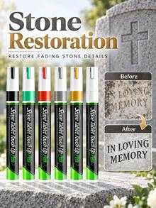 1pc Professional Stone Inscription Repair Pen, Solid Color 3mm Round Tip Touch-Up Marker, Large Capacity Waterproof & Heat-Resistant Paint Pen For Gravestones, Memorial Stones, Metal & Outdoor Surfaces - Multiple Styles - View 1